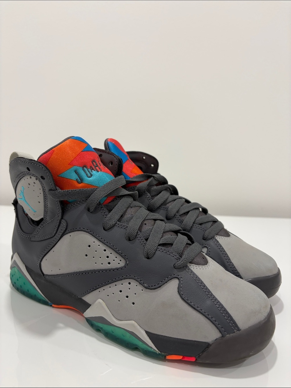 Jordan Kids Grey, Orange and Teal Retro 7 Sneakers